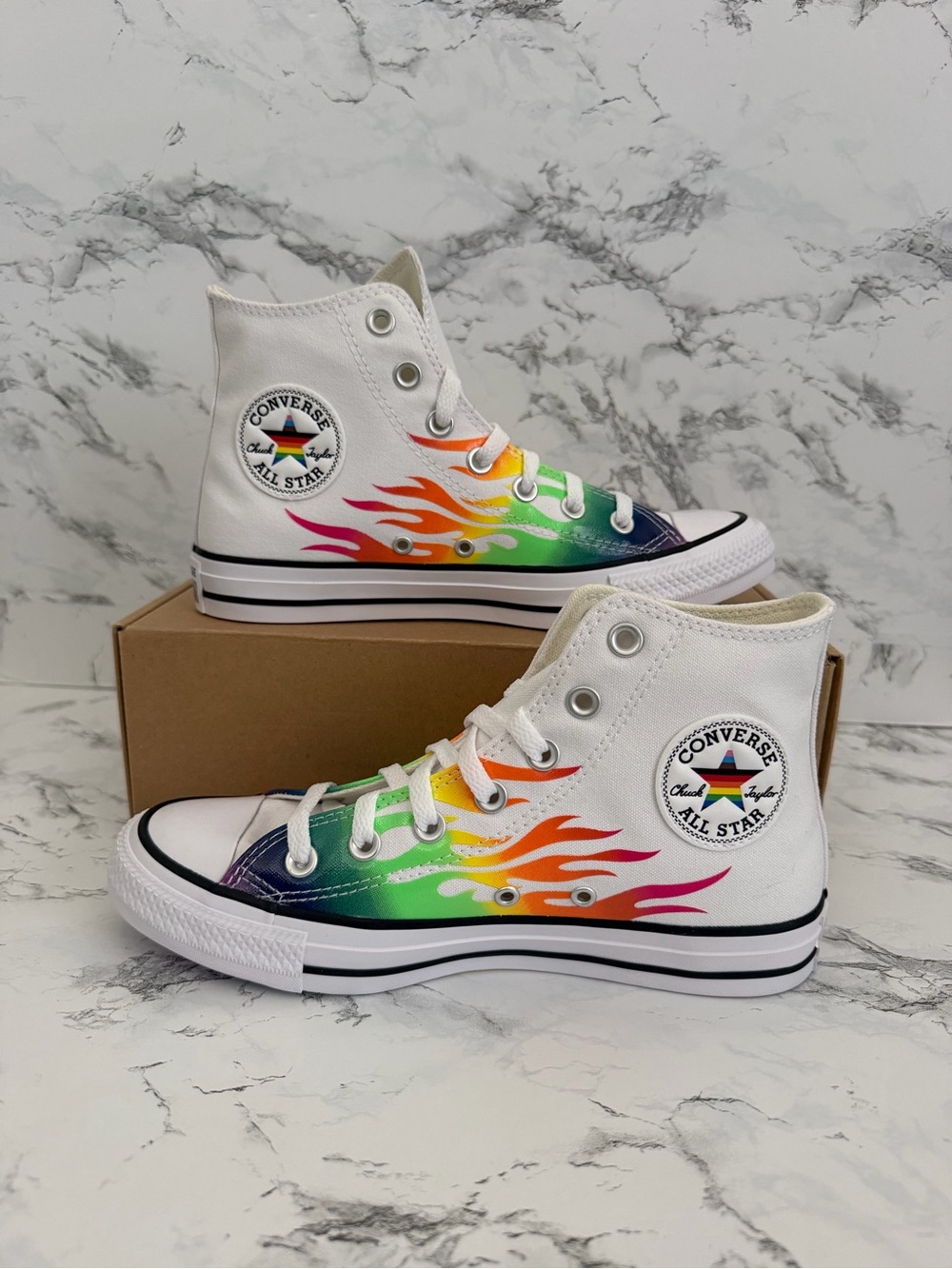 Converse Chuck Taylor All Star Pride Collection High Top Shoes Flames Size 7.5 - Picture 2 of 8